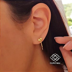 Brinco Coração Fio Veneziano Ouro 18k