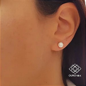 Brinco Pérola em Ouro 18k - 6mm
