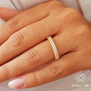 Anel Aparador em Ouro 18k e Zircônias