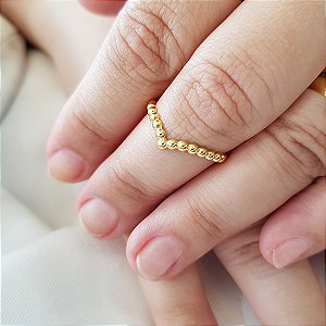 Anel Falange Asa Delta Esferas em Ouro 18k