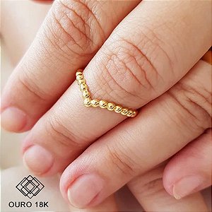 Anel Falange Asa Delta Esferas em Ouro 18k