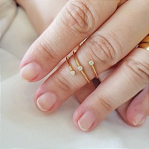 Anel Falange 3 Aros em Ouro 18k e Diamante Laboratório