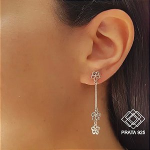 Brinco Franja Flores em Prata 925