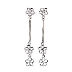 Brinco Franja Flores em Prata 925