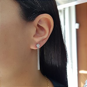 Brinco Franja em Prata 925 e Zircônia