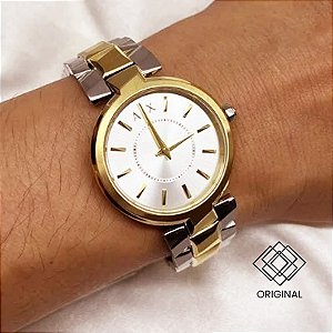Relógio Armani Exchange Bicolor Feminino Ax4406b1 S1sx