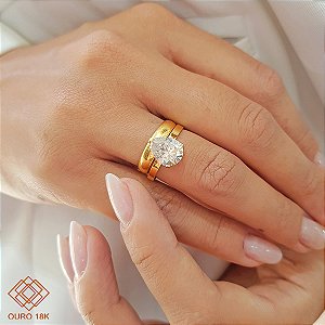 Anel Solitário Gota Ouro 18k - Diamante Laboratório 1,5ct