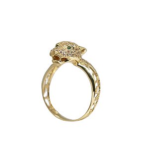Anel Pantera em Ouro 18k Zircônias