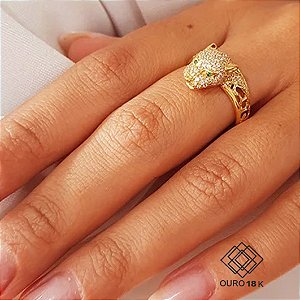 Anel Pantera em Ouro 18k Zircônias