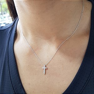 Gargantilha Cruz em Prata 925