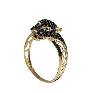 Anel Pantera em Ouro 18k e Zircônias