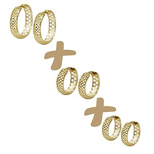 Kit 3 Pares Brinco Argola Ouro 18k