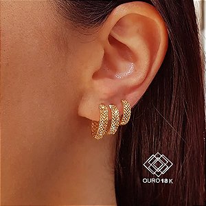 Kit 3 Pares Brinco Argola Ouro 18k