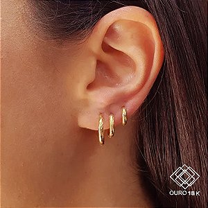 Kit 3 Pares Brinco Argola Ouro 18k