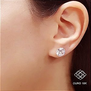 Brinco Ponto de Luz 9mm Ouro 18k Zircônia