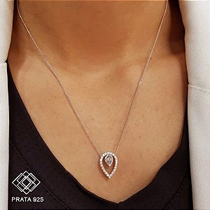 Kit Cordão e Pingente Gota em Prata 925