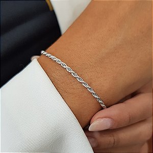 Pulseira Cabo de Aço em Prata 925