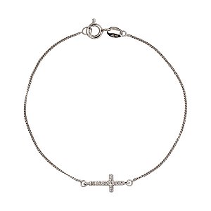 Pulseira Cruz em Prata 925 e Zircônias