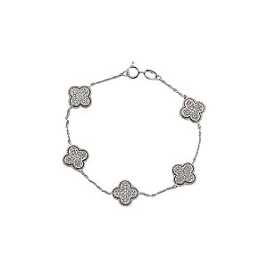 Pulseira Trevo Quatro Folhas em Prata 925 e Zircônias