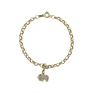 Pulseira Berloque Elefante em Ouro 18k
