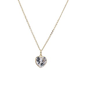 Kit Cordão e Pingente Coração Zircônia Ouro 18k