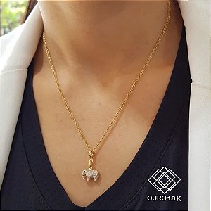 Kit Cordão Ouro 18k e Pingente Elefante em Ouro 18k