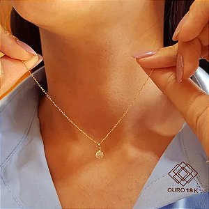 Kit Cordão e Pingente Ponto de Luz em Ouro 18k