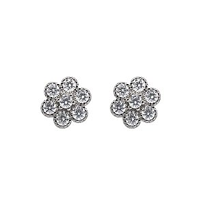 Brinco Flor em Prata 925 e Moissanite