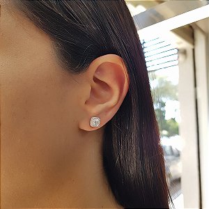Brinco Quadrado em Prata 925 e Moissanite