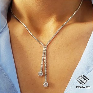 Gargantilha Riviera em Prata 925 e Zircônias