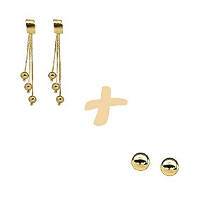 Kit 2 Pares Brinco Ouro 18k