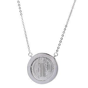 Gargantilha Medalha São Bento Prata 925
