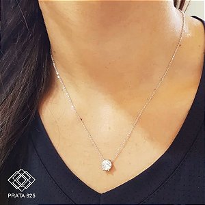 Gargantilha Ponto de Luz em Prata 925 e Moissanite