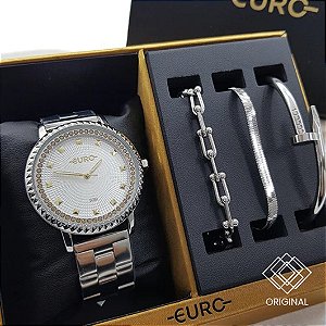 Kit Relógio Euro Feminino Prata Eu2036yvk/k4k
