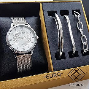 Kit Relógio Euro Feminino Prata Eu2035zbp/k4k