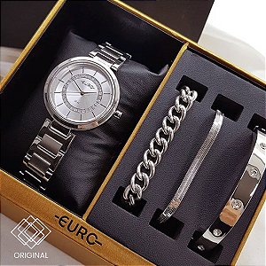 Kit Relógio Euro Feminino Prata Eu2035zbz/k4k