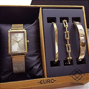 Kit Relógio Euro Feminino Dourado Eu2035zch/k4d