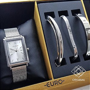 Kit Relógio Euro Feminino Prata Eu2035zcg/k4k