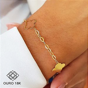Pulseira Elos Trevo Ouro 18k