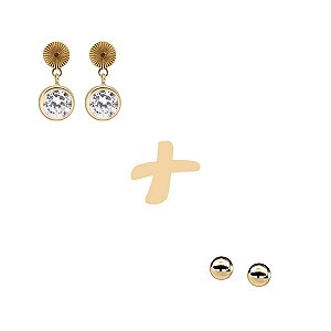 Kit 2 Pares Brinco Ouro 18k
