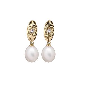 Brinco Gota em Ouro 18k e Pérola