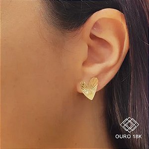 Brinco Coração Raiado em Ouro 18k