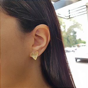 Brinco Coração Raiado em Ouro 18k