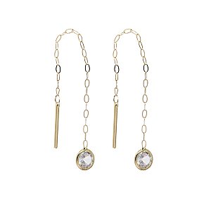 Brinco Fio Ponto de Luz em Ouro 18k