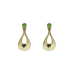 Brinco Gota em Ouro 18k Zircônia Verde