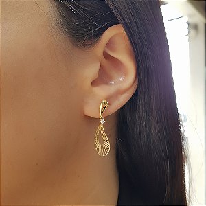 Brinco Gota Filigrana em Ouro 18k