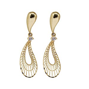 Brinco Gota Filigrana em Ouro 18k