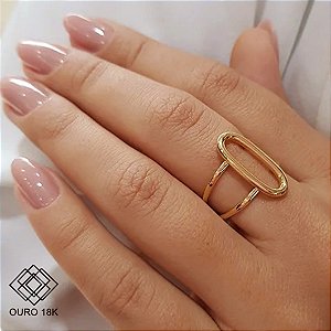 Anel Oval Vazado Ouro 18k
