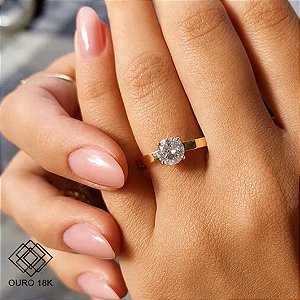 Anel Solitário Ouro 18k - Diamante Laboratório 1 Quilate
