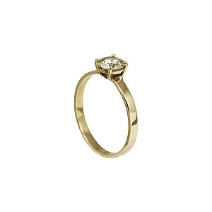 Anel Solitário Ouro 18k e Moissanite